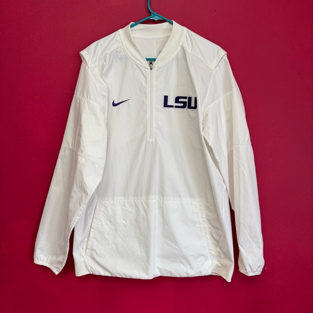 Nike White LSU Pullover Jacket